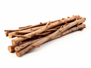 Stack of Dry branches isolated on white background