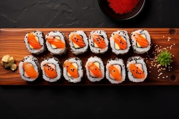 Sushi assortment with eel black sesame Menu Top view