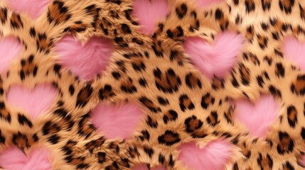 Heart pink Leopard fur skin texture colorful seamless pattern tile. Valentine's day. for Print. fabric textile. wall wallpaper graphics. template for artwork design.