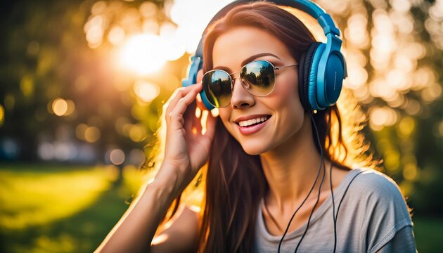 Lifestyle photo of woman listening to music