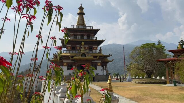Khamsum Yulley Namgyal Chorten memorial place at the hill in Punakha, Bhutan