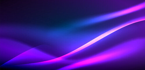 Dynamic waves in ethereal glow of neon lights. Concept merges fluidity of motion with vibrant allure of neon, crafting entrancing backdrop that embodies both vitality and futuristic sophistication