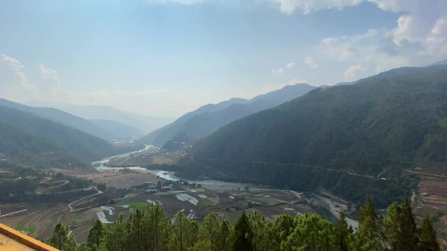 Khamsum Yulley Namgyal Chorten memorial place at the hill in Punakha, Bhutan
