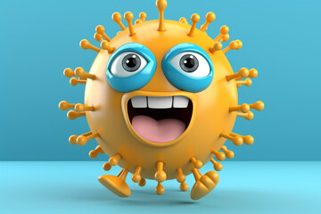3D Super Funny dangerous coronaviruses in nerd mascot design style
