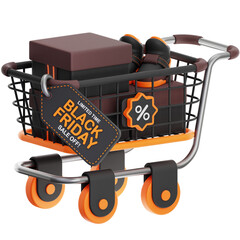 Shopping Trolley - Black Friday Sale 3D Illustration
