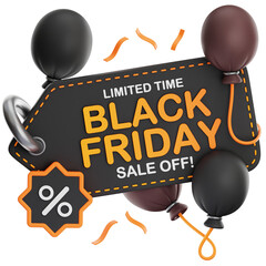 Black Friday Balloon - Black Friday Sale 3D Illustration