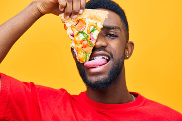 background man enjoy fast smile guy black pizza happy funny food food delivery