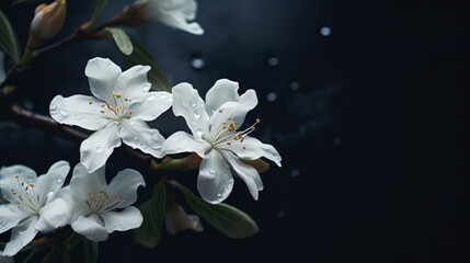 Amazing White Flower with Dark Blue background - Cinematic Shot with 35mm Details 