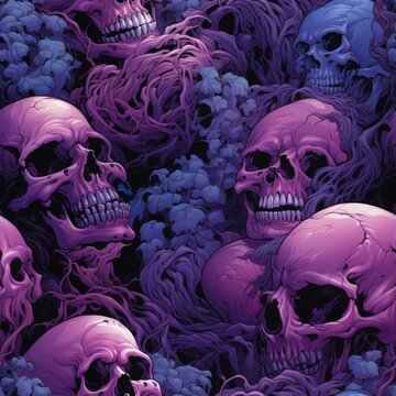 skull ghost species photorealistic super detailed design. the style of comic book art and vexel art, highly detailed seamless pattern