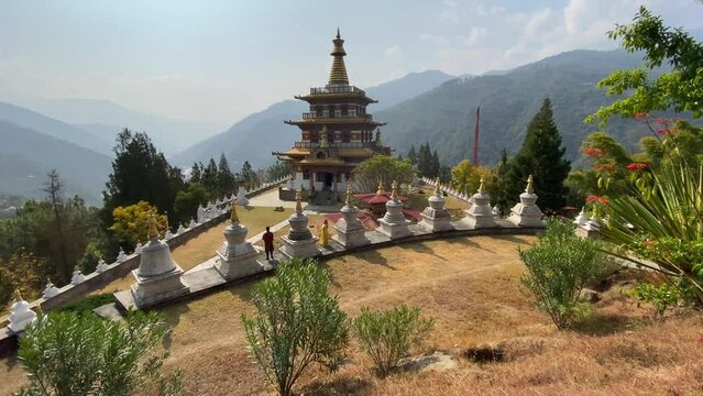 Khamsum Yulley Namgyal Chorten memorial place at the hill in Punakha, Bhutan