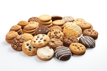 Fototapeta na wymiar Assorted cookies on white background - isolated