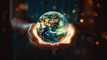 Fototapeta premium hand holding a globe