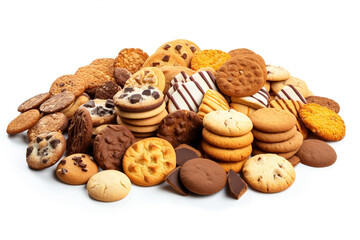 Fototapeta na wymiar Assorted cookies on white background - isolated