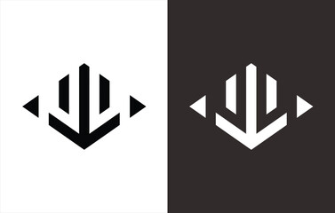 abstract vector logo design monogram. black and white background.