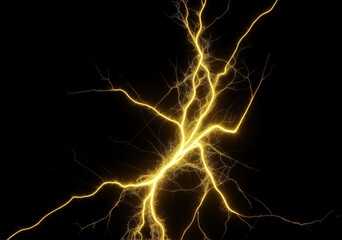 Abstract image of electrical current and voltage on a plain black background illuminated by yellow light from Generative AI