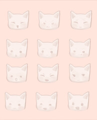 set of cats expressions sticker pack