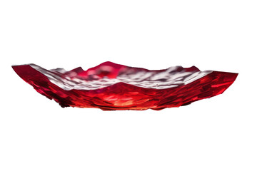 High-resolution photo of vivid red crystal granules in a rough black bowl, isolated on a transparent background. Ideal for cosmetic product mockups, superfood packaging, spa visuals, herbal mixtures, 