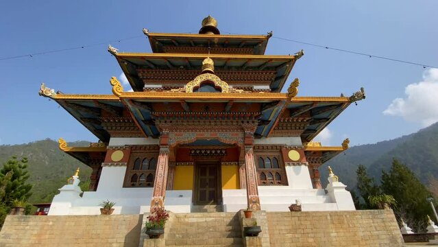 Khamsum Yulley Namgyal Chorten memorial place at the hill in Punakha, Bhutan