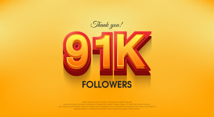 Thank you 91k followers 3d design, vector background thank you.