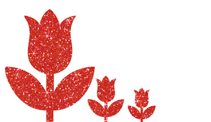Beautiful red glitter tulip flowers i on transparent background.