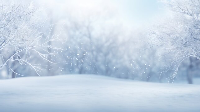 雪の積もった冬の森風の背景
