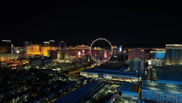 City Center At Las Vegas In Nevada United States. Landmark Tourism Travel. Illuminated Las Vegas Skyline. City Center At Las Vegas In Nevada United States. 