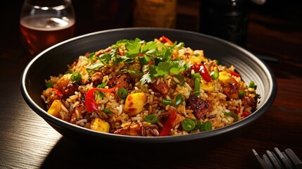  Fried rice served with hot syrup.