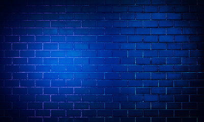 Product showcase spotlight background. Brick wall, background, blue light . gloomy background,...