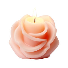 Candle shaped like a rose, transparent background, isolated image, generative AI