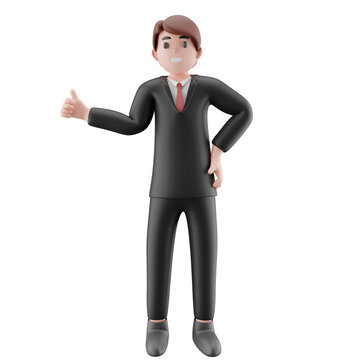 Businessman showing thumbs up 3d Illustration