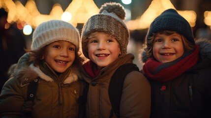 Happy children light up the city at Christmas time