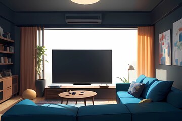 現代風テレビのある部屋の光景