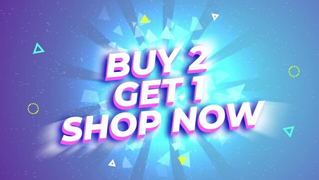 buy 2 get 1 super sale banner video animation. sale sign market video