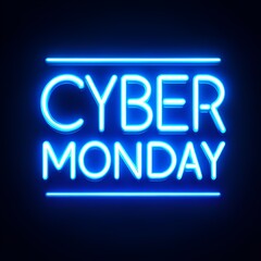 Cyber monday blue neon sign.