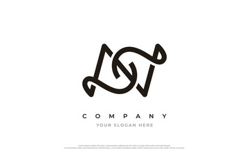 Initial Letter SN Logo or NS Logo Design Vector