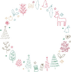 クリスマスの飾りイラスト。クリスマスの可愛いベクターイラスト。手描きのクリスマスオーナメント背景。Christmas decorations illustration. Cute Christmas vector illustration. Hand drawn Christmas ornament background.
