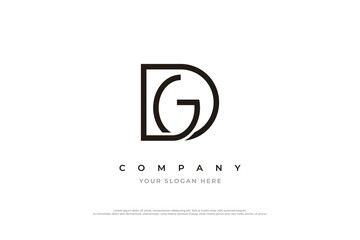 Initial Letter DG Logo or GD Monogram Logo Design Vector