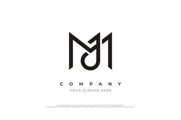 Initial Letter JM Logo or MJ Monogram Logo Design Vector