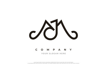 Initial Letter JM Logo or MJ Monogram Logo Design Vector