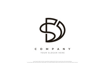 Initial Letter SD Logo or DS Monogram Logo Design Vector