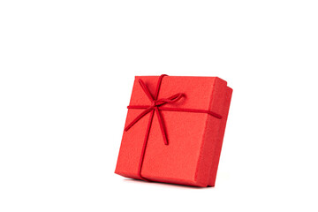 Red gift box isolated on white background with clipping path.