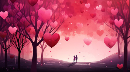 Valentine's day with love heart background.
