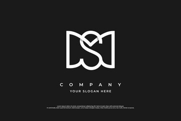 Initial Letter MS Logo or SM Monogram Logo Design Vector - obrazy, fototapety, plakaty