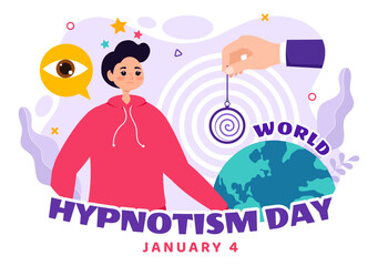 World Hypnotism Day Vector Illustration on 4 January with Black and White Spirals Creating an Altered State of Mind for Treatment Services