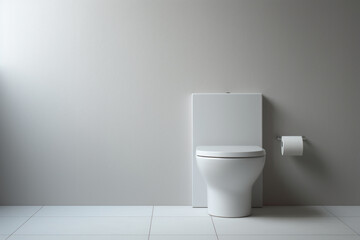 Minimalistic modern toilet with nature light at home. - obrazy, fototapety, plakaty