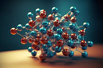 Nanotechnology, Molecule model image . Mixed media