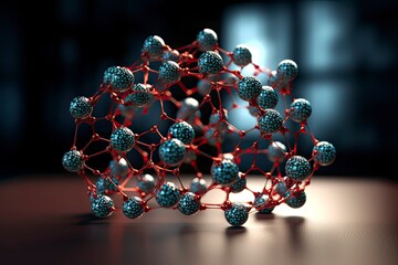 Nanotechnology, Molecule model image . Mixed media
