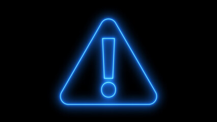 Photo neon warning sign on black background warning icon danger warning attention sign with exclamation
