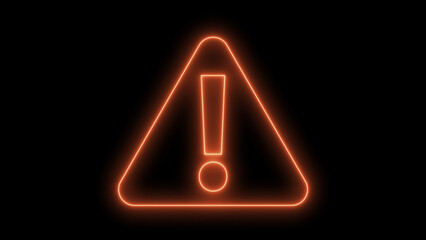 Photo neon warning sign on black background warning icon danger warning attention sign with exclamation