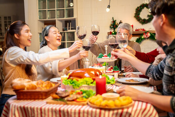 Asian family's Christmas celebration in their home